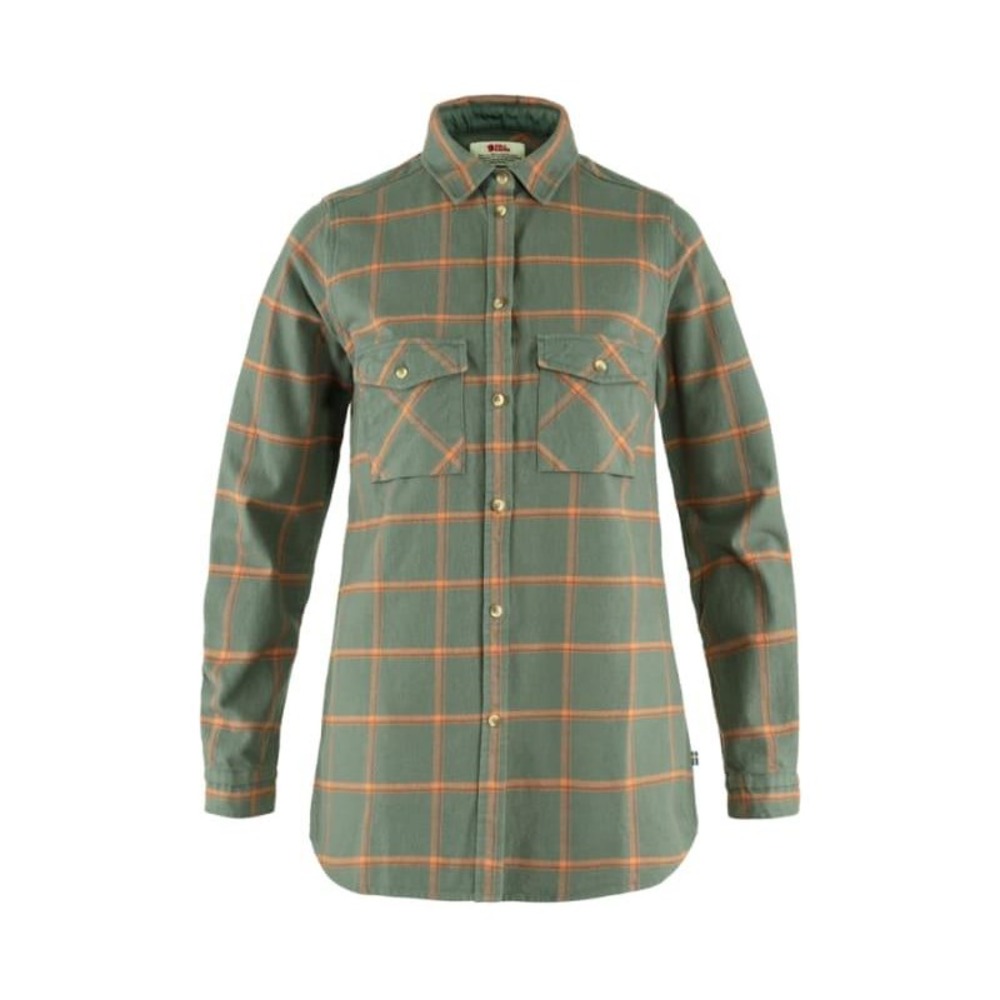 Fjallraven | Ovik Twill Shirt Ls Patina Green Desert Brown Sz S Women's Comfort